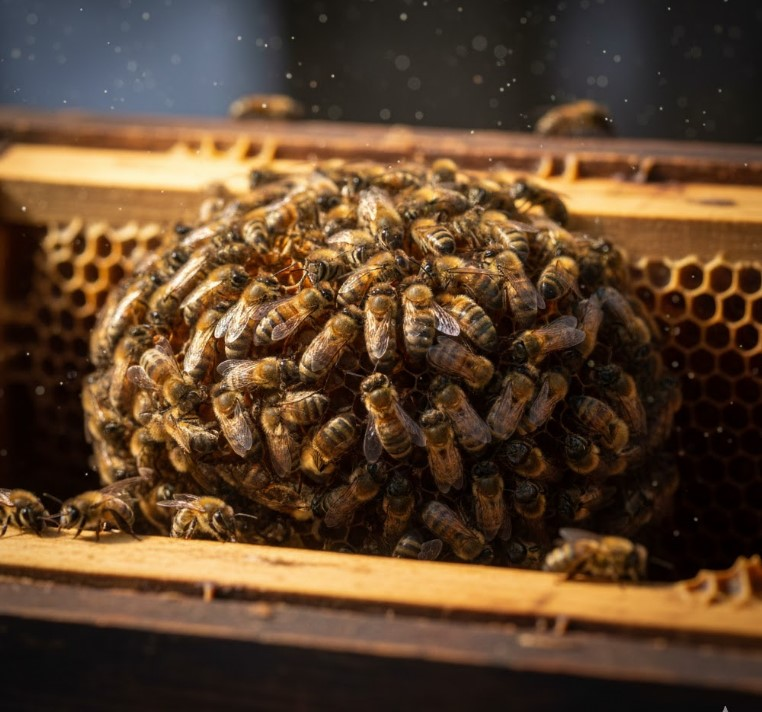 Winter bee cluster unable to reach honey frames in February