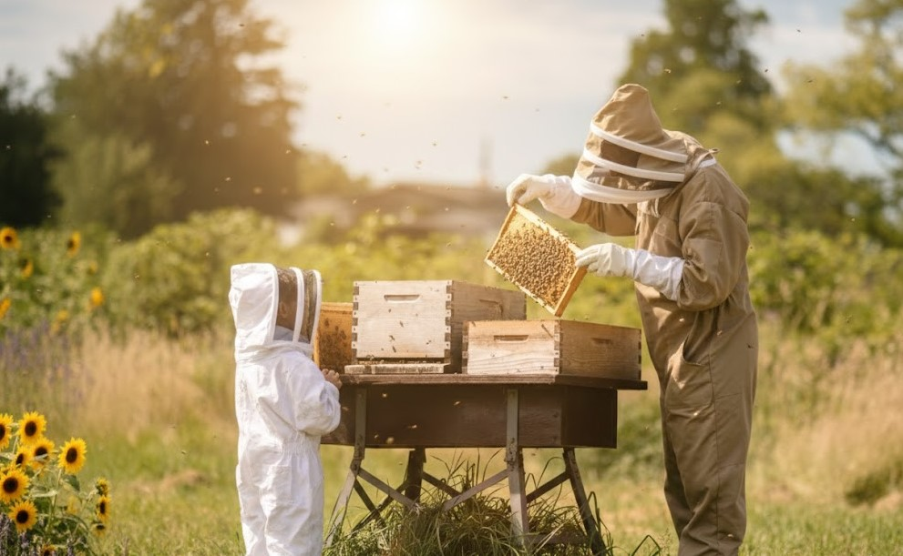 Combining bee colonies in spring to strengthen hives after winter